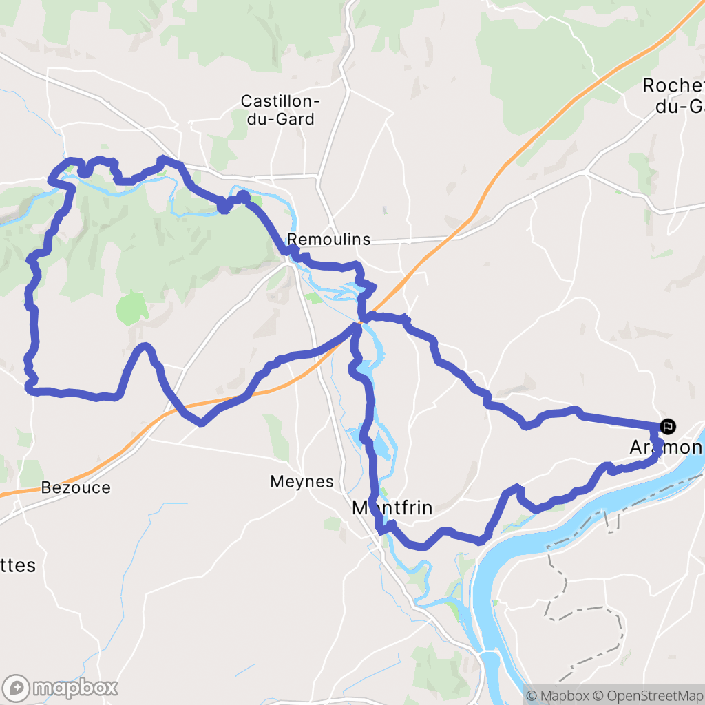 Aramon : carte du parcours de randonnée - France