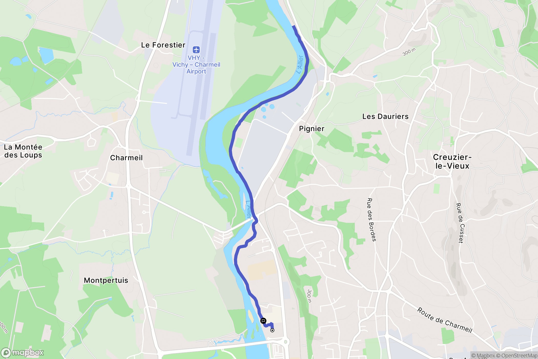 Vichy : carte du parcours de randonnée - France