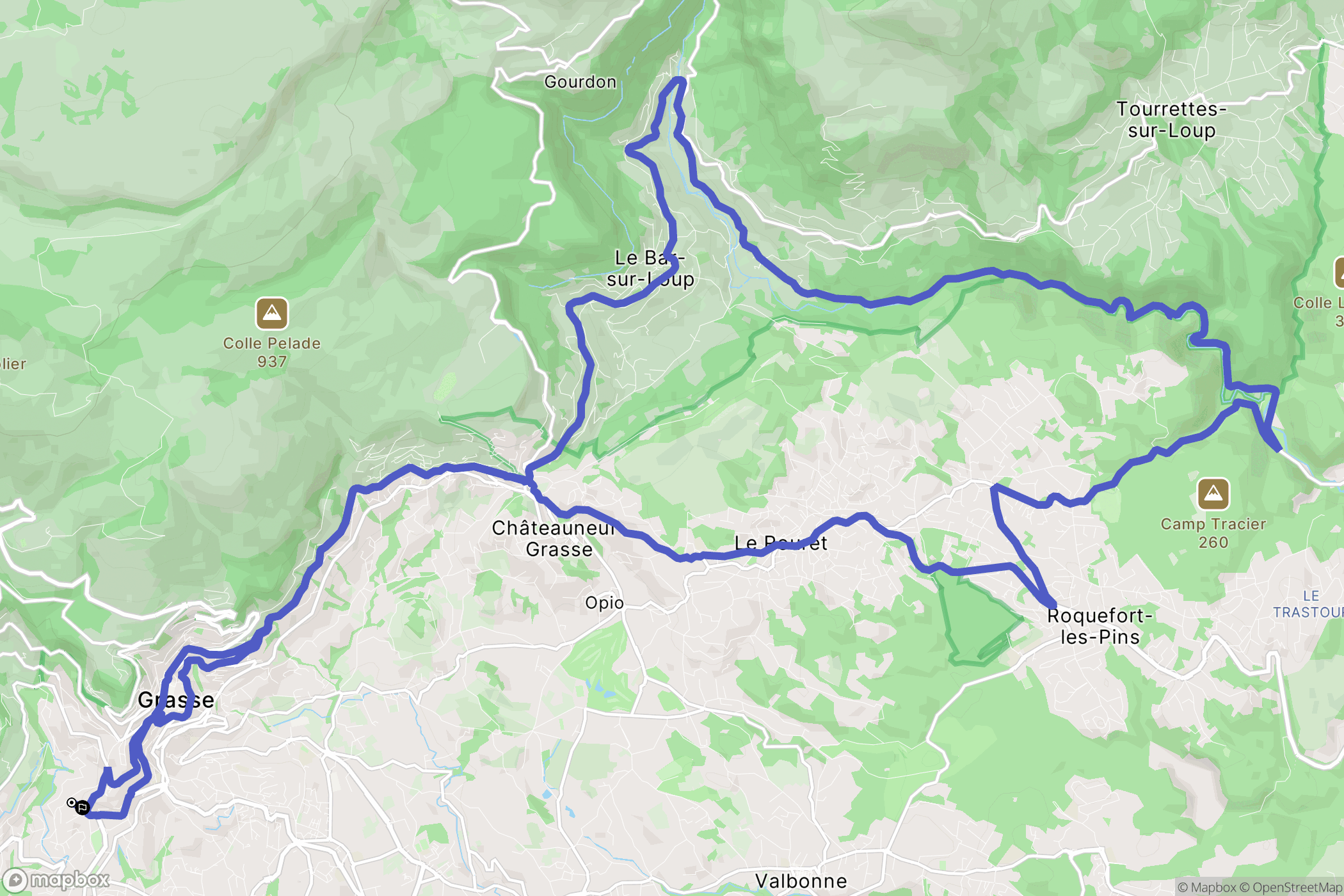 Grasse : carte du parcours de randonnée - France