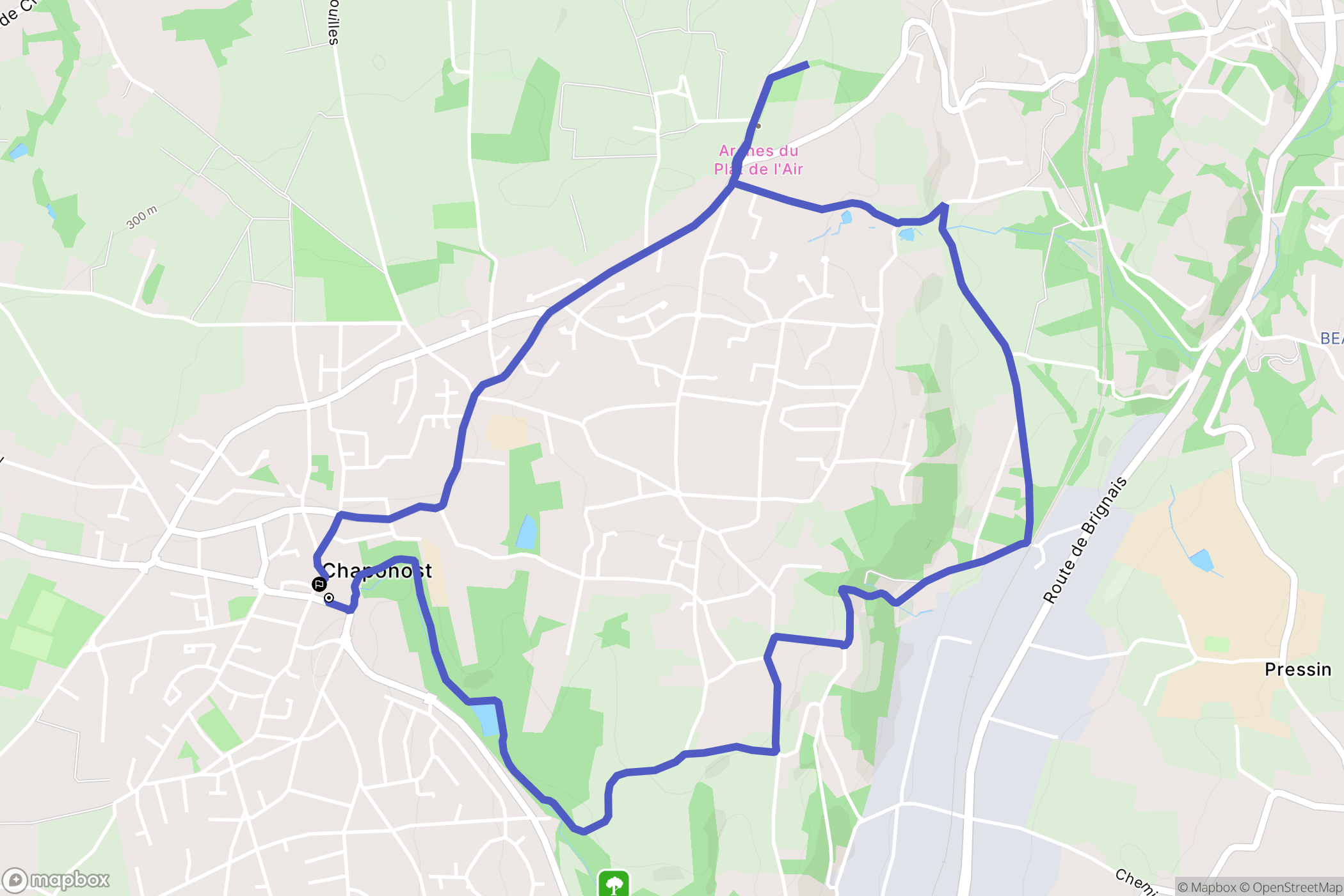 Chaponost : carte du parcours de randonnée - France