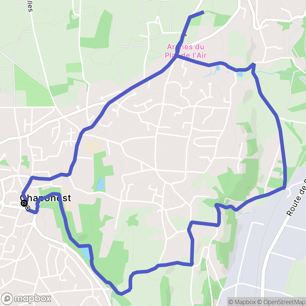 Chaponost : carte du parcours de randonnée - France