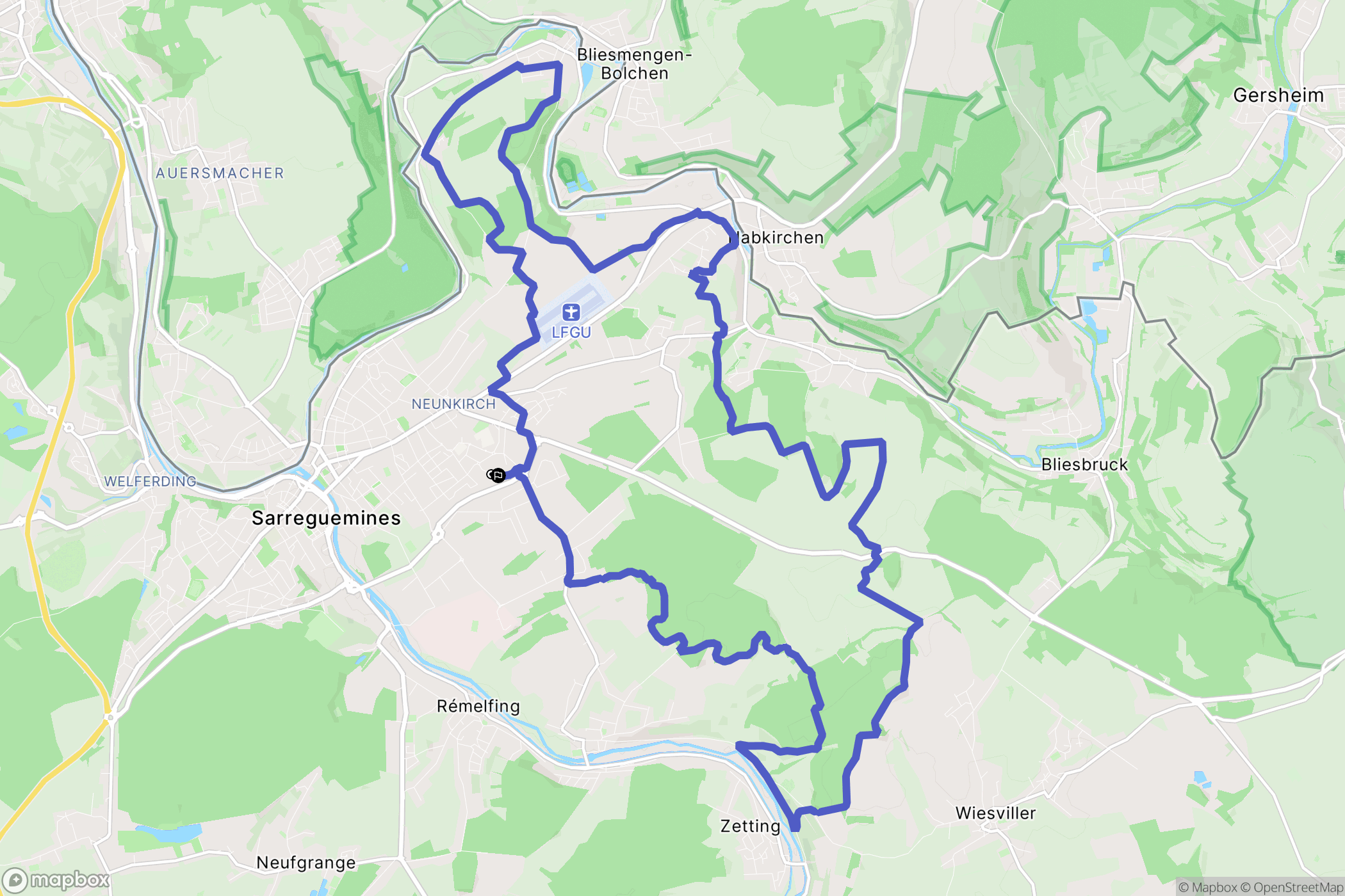 Sarreguemines : carte du parcours de randonnée - France