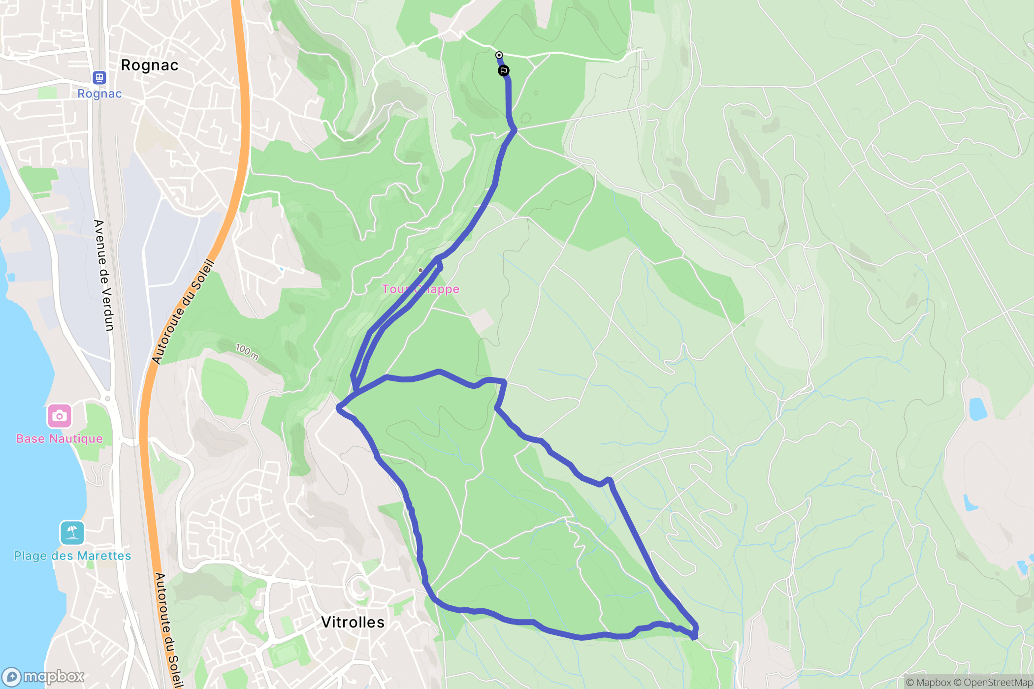 Rognac : carte du parcours de randonnée - France