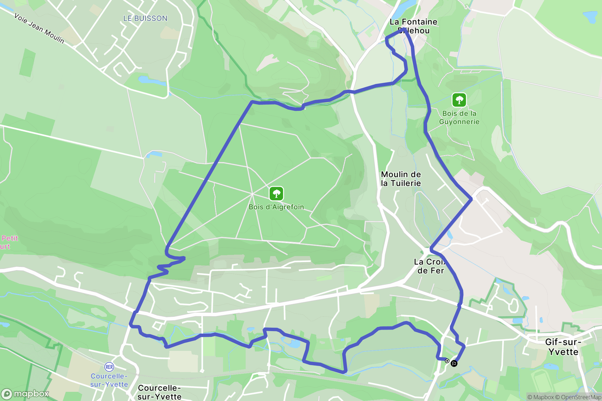 Gif-sur-Yvette : carte du parcours de randonnée - France