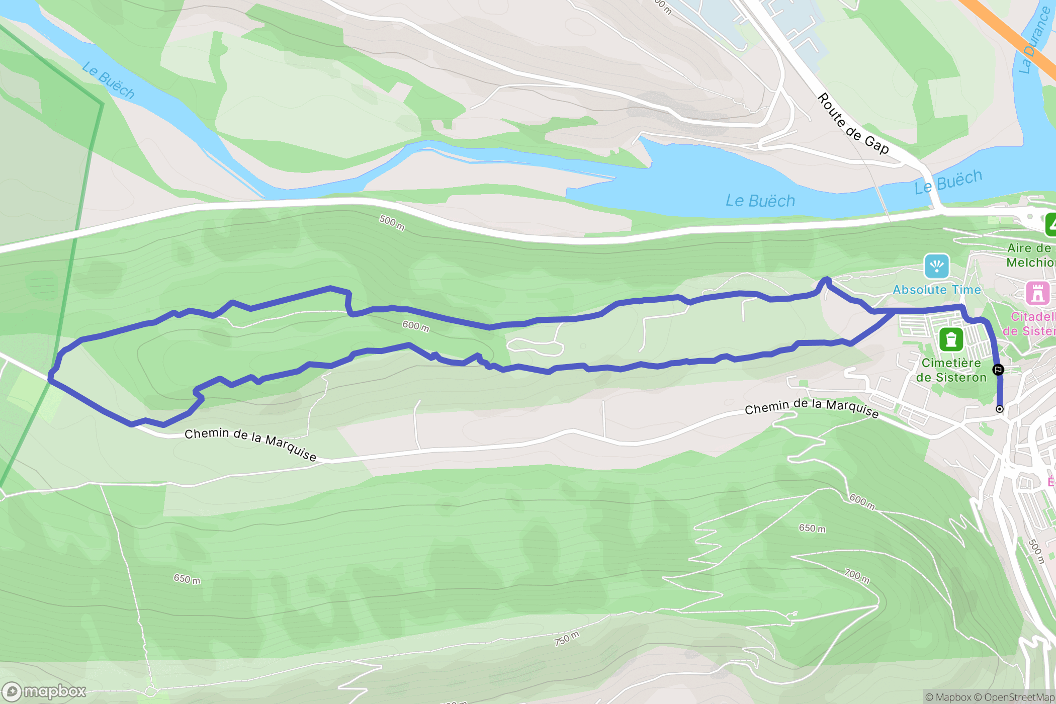 Sisteron : carte du parcours de randonnée - France