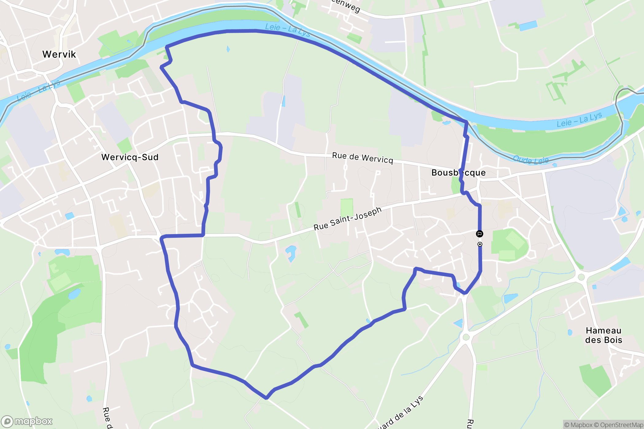 Bousbecque : carte du parcours de randonnée - France