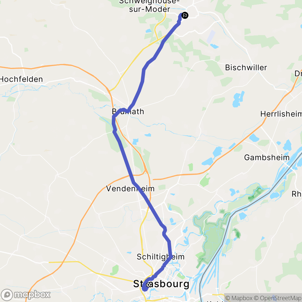 Strasbourg : carte du parcours de randonnée - France