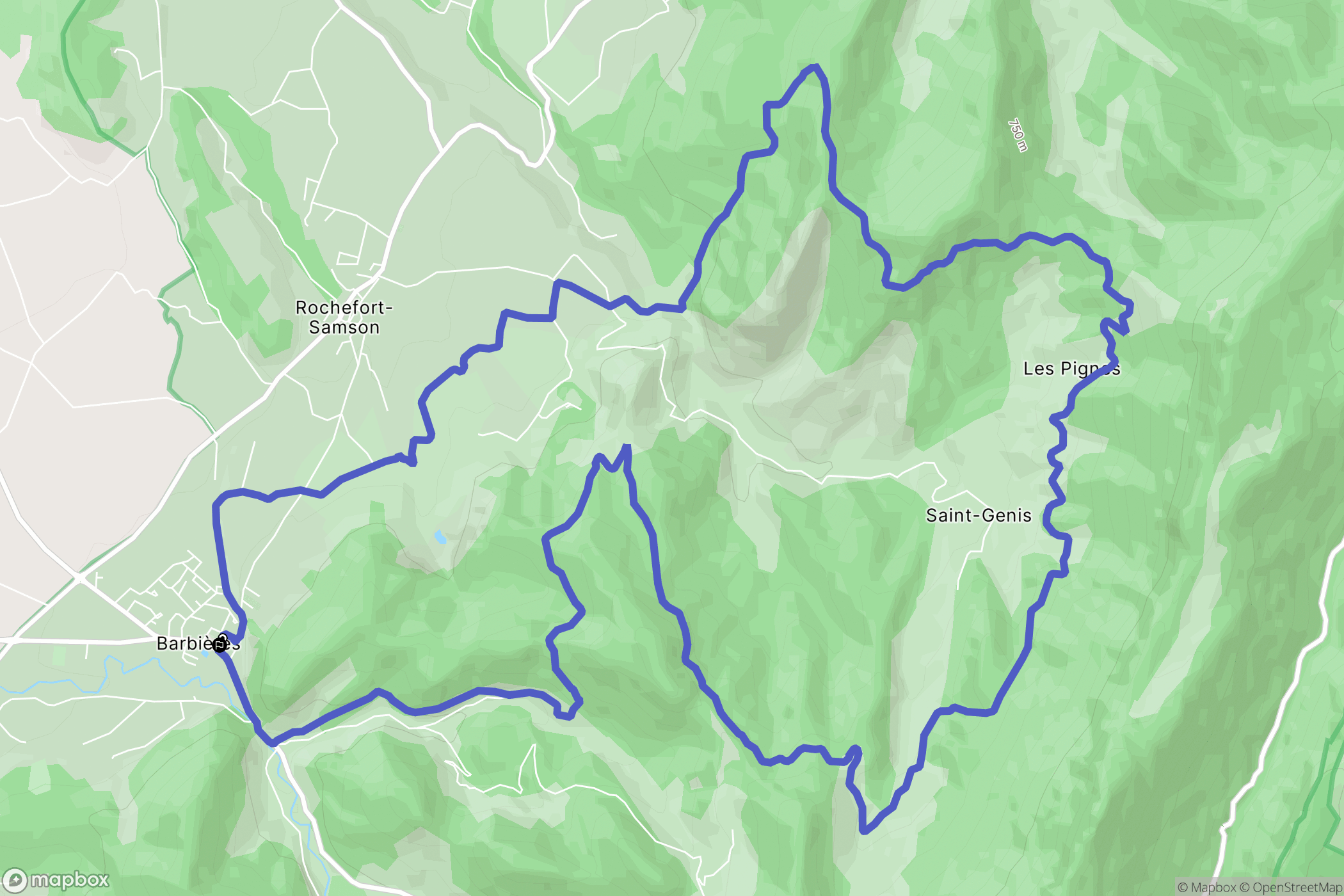 Barbières : carte du parcours de randonnée - France