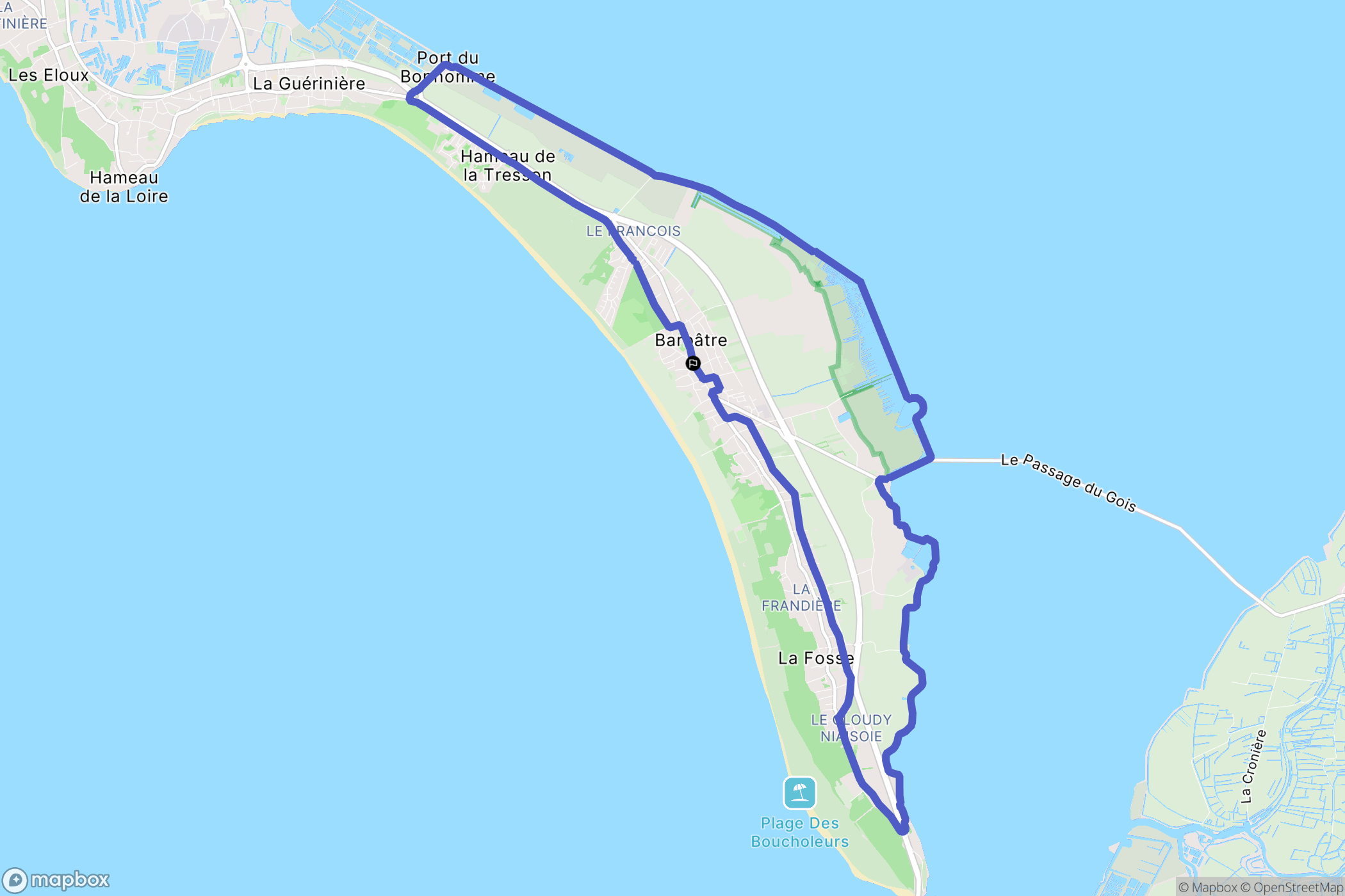 Barbâtre : carte du parcours de randonnée - France