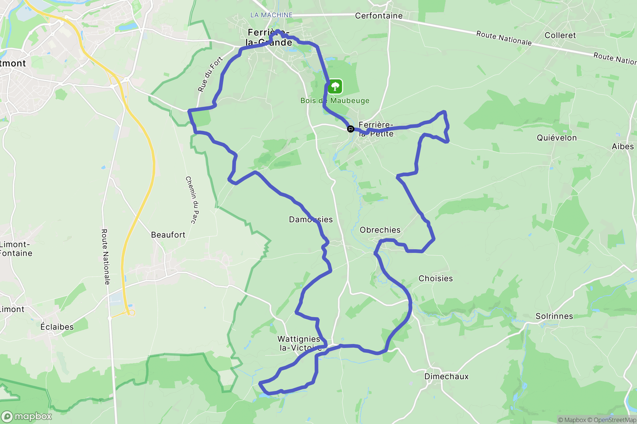 Ferrière-la-Petite : carte du parcours de randonnée - France