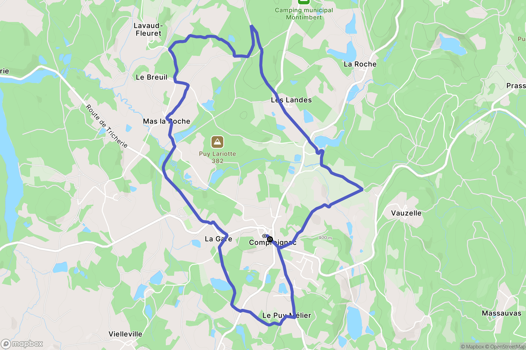 Compreignac : carte du parcours de randonnée - France