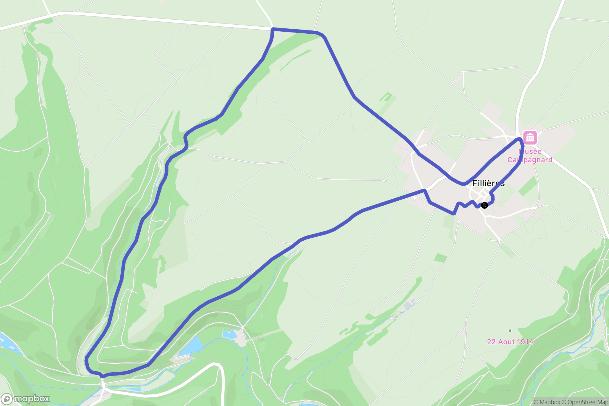 Fillières : carte du parcours de randonnée - France