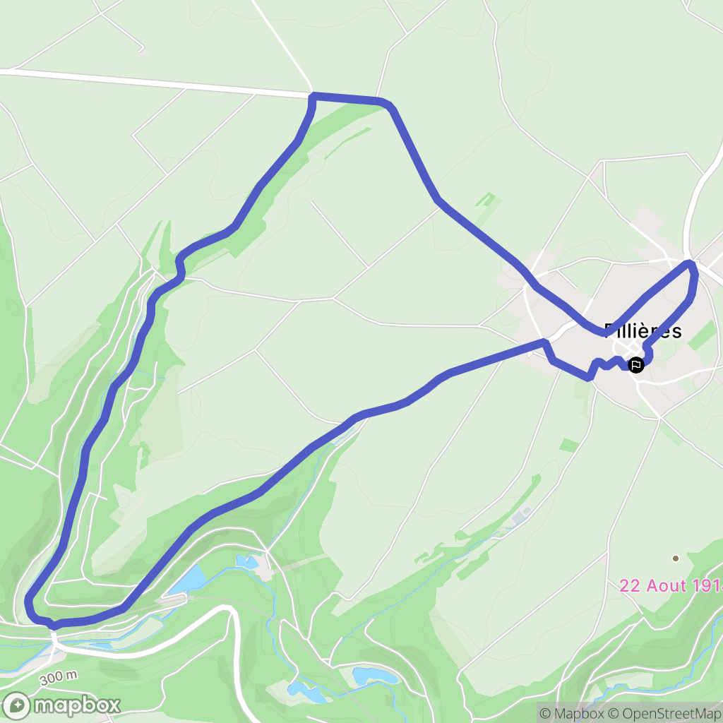 Fillières : carte du parcours de randonnée - France