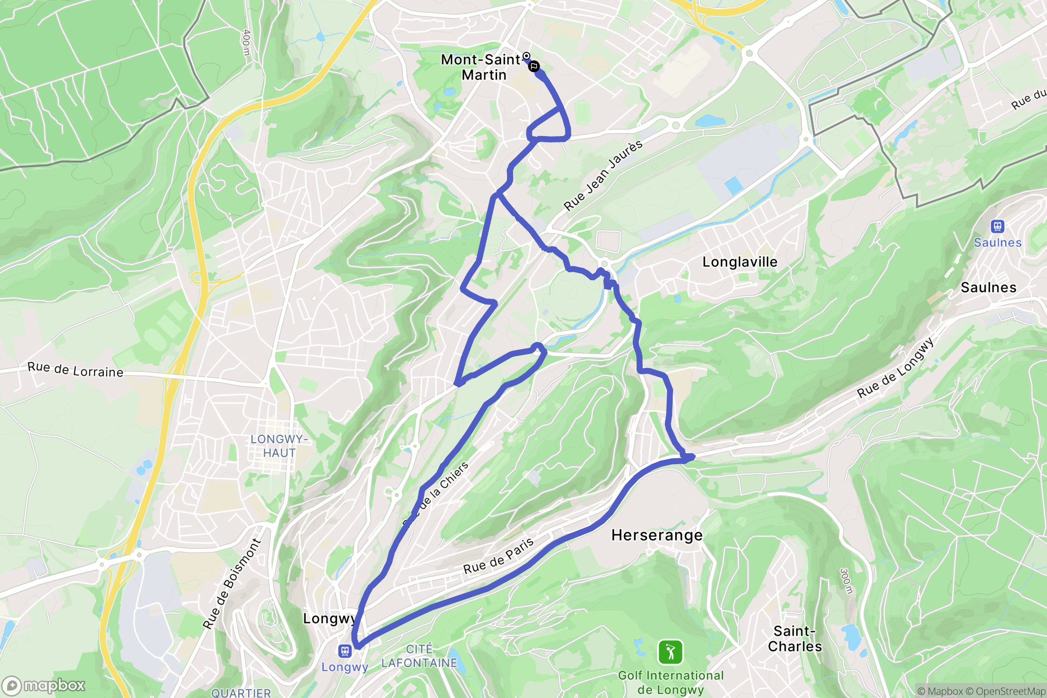 Mont-Saint-Martin : carte du parcours de randonnée - France