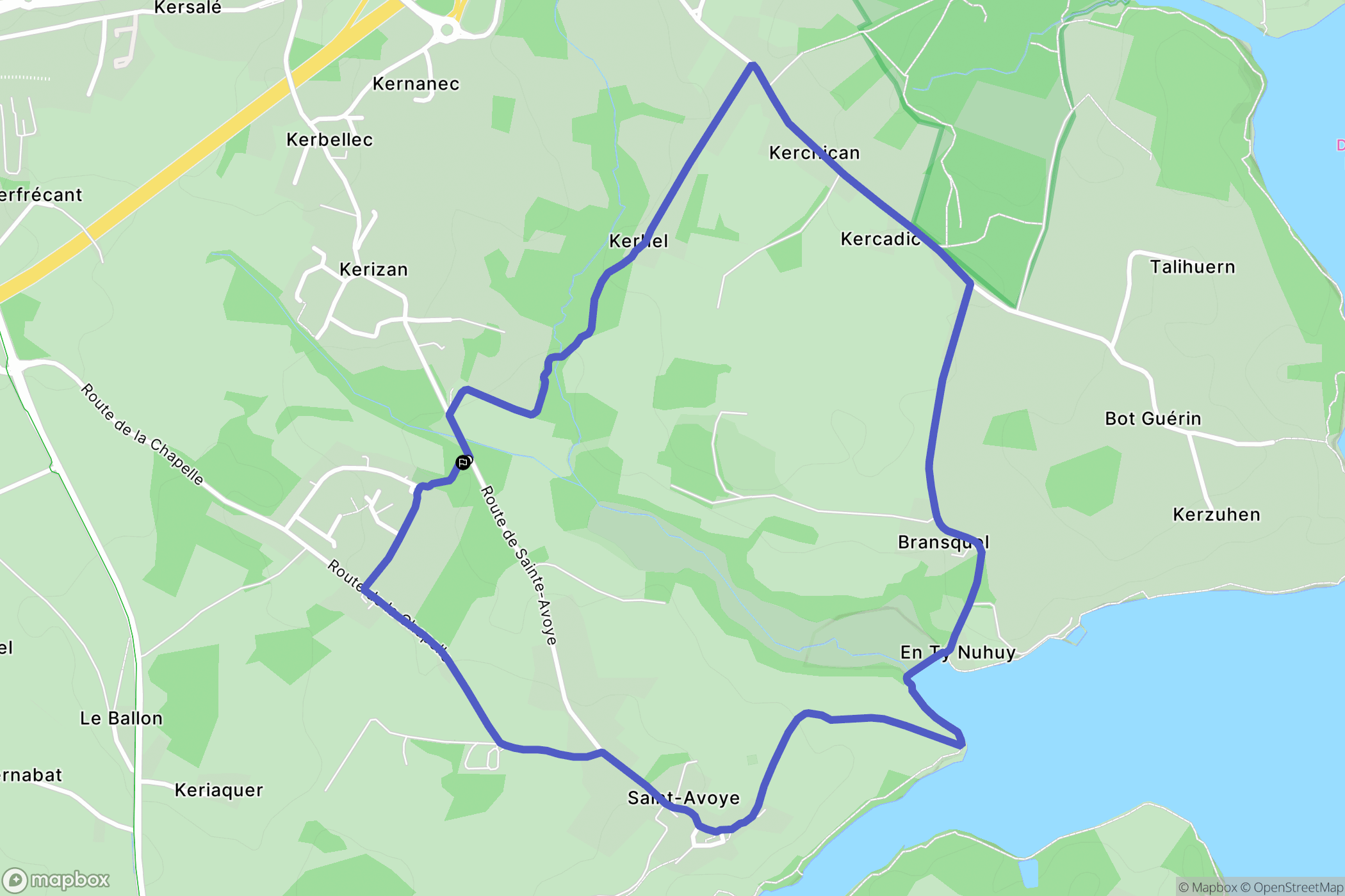 Pluneret : carte du parcours de randonnée - France