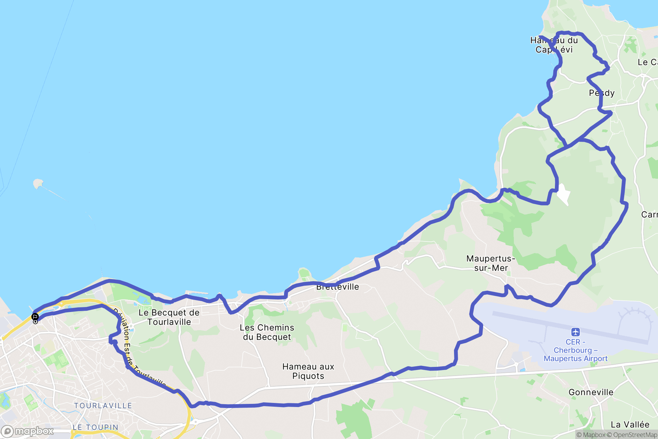 Cherbourg-en-Cotentin : carte du parcours de randonnée - France