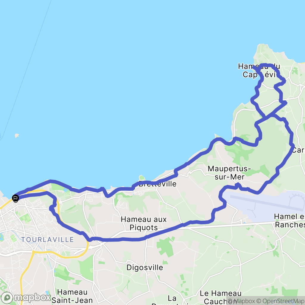 Cherbourg-en-Cotentin : carte du parcours de randonnée - France