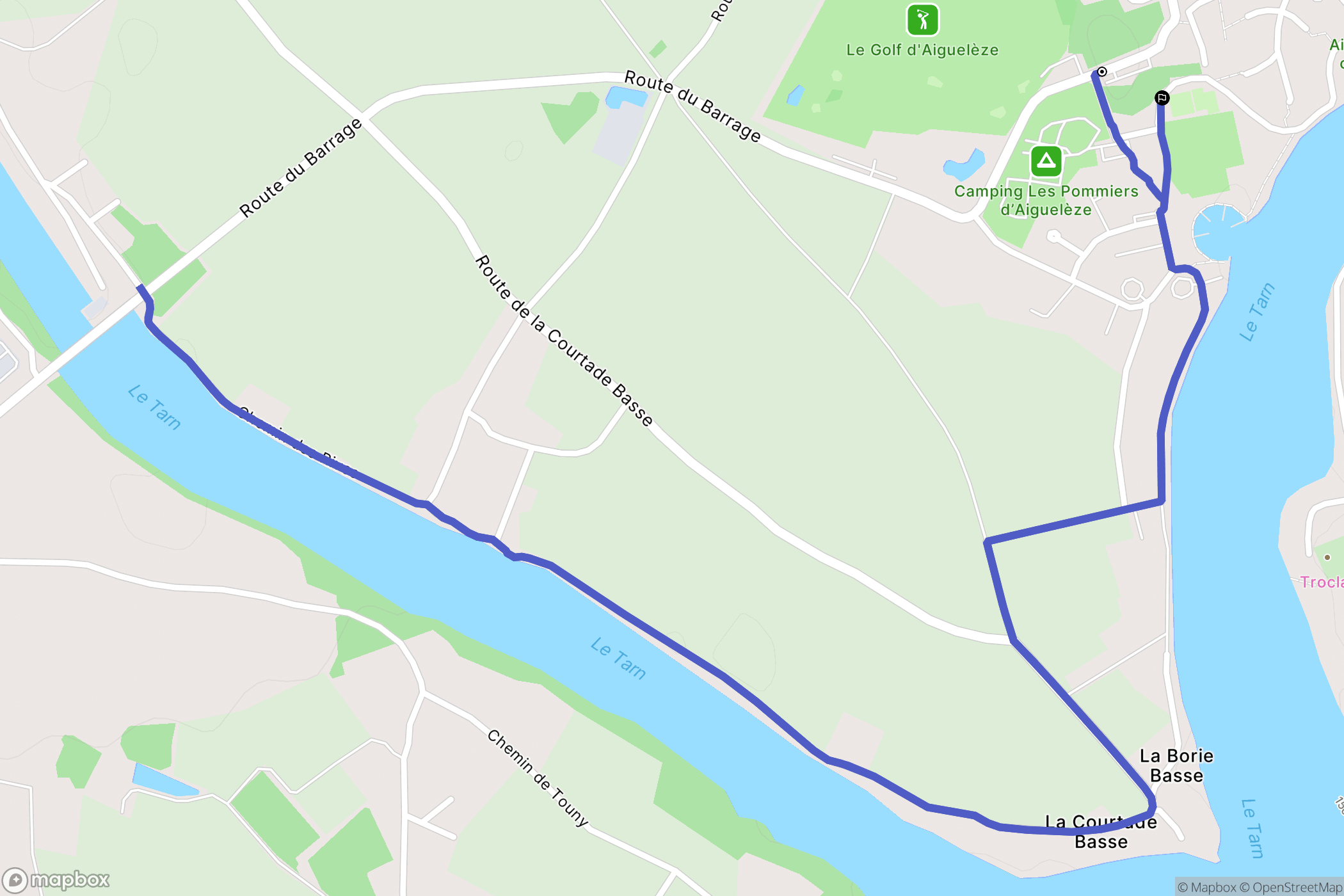 Rivières : carte du parcours de randonnée - France