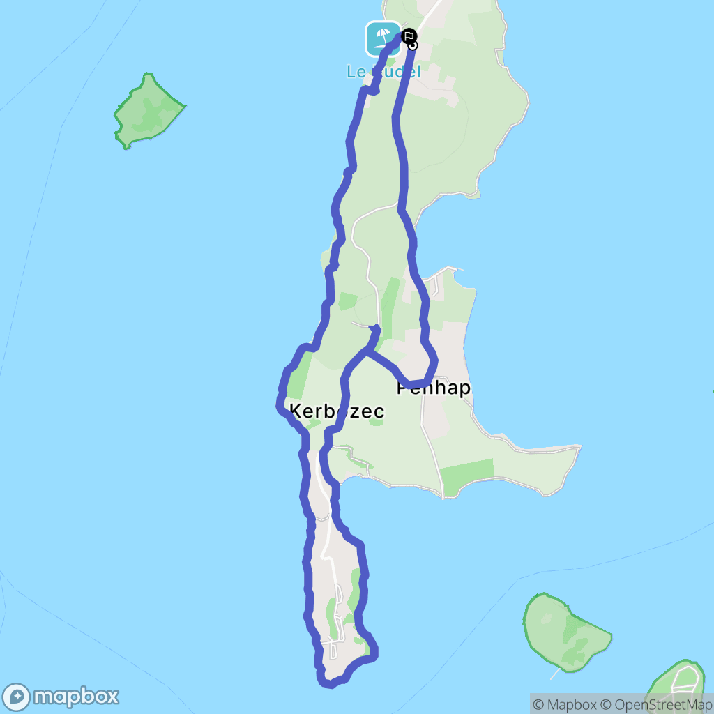 Île-aux-Moines : carte du parcours de randonnée - France