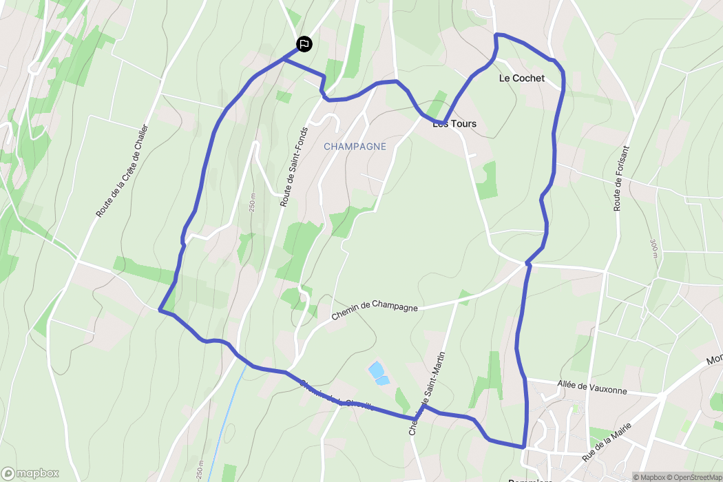 Pommiers : carte du parcours de randonnée - France