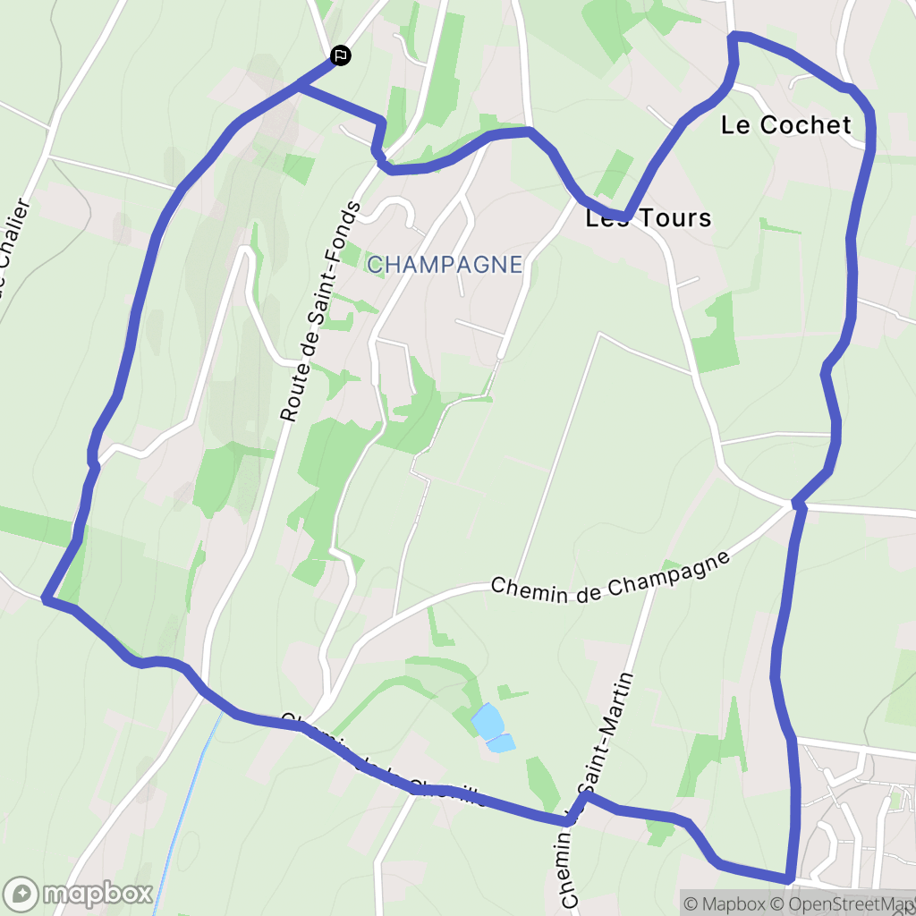 Pommiers : carte du parcours de randonnée - France