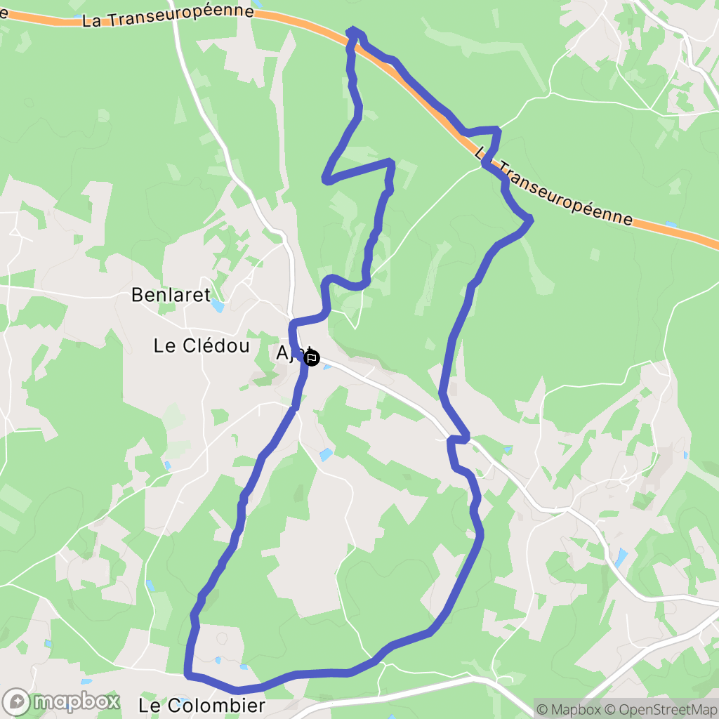 Ajat : carte du parcours de randonnée - France