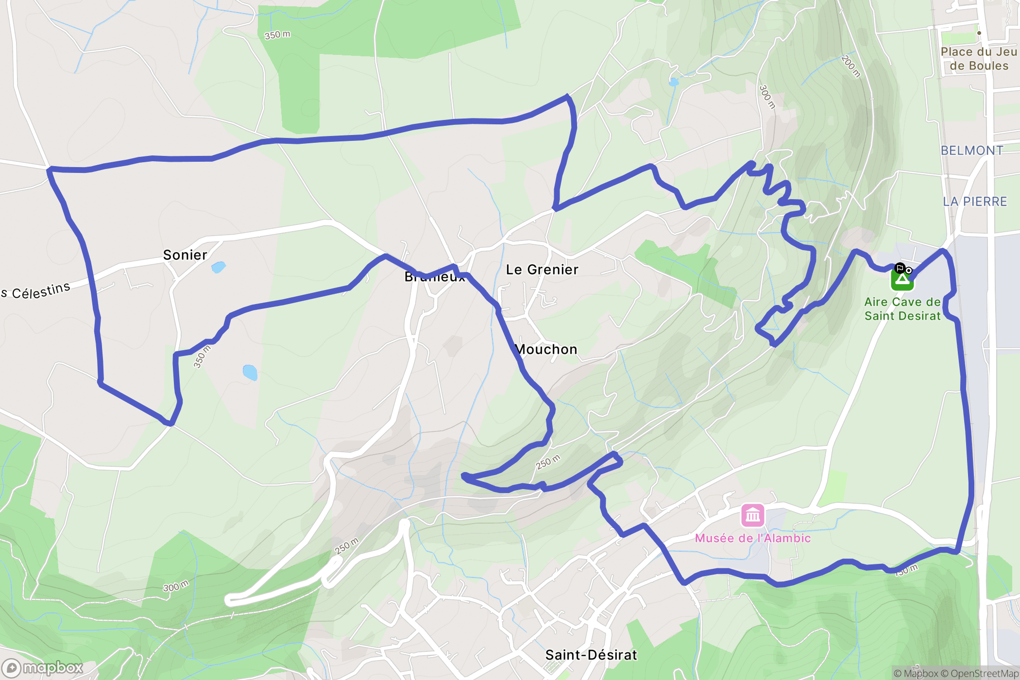Champagne : carte du parcours de randonnée - France