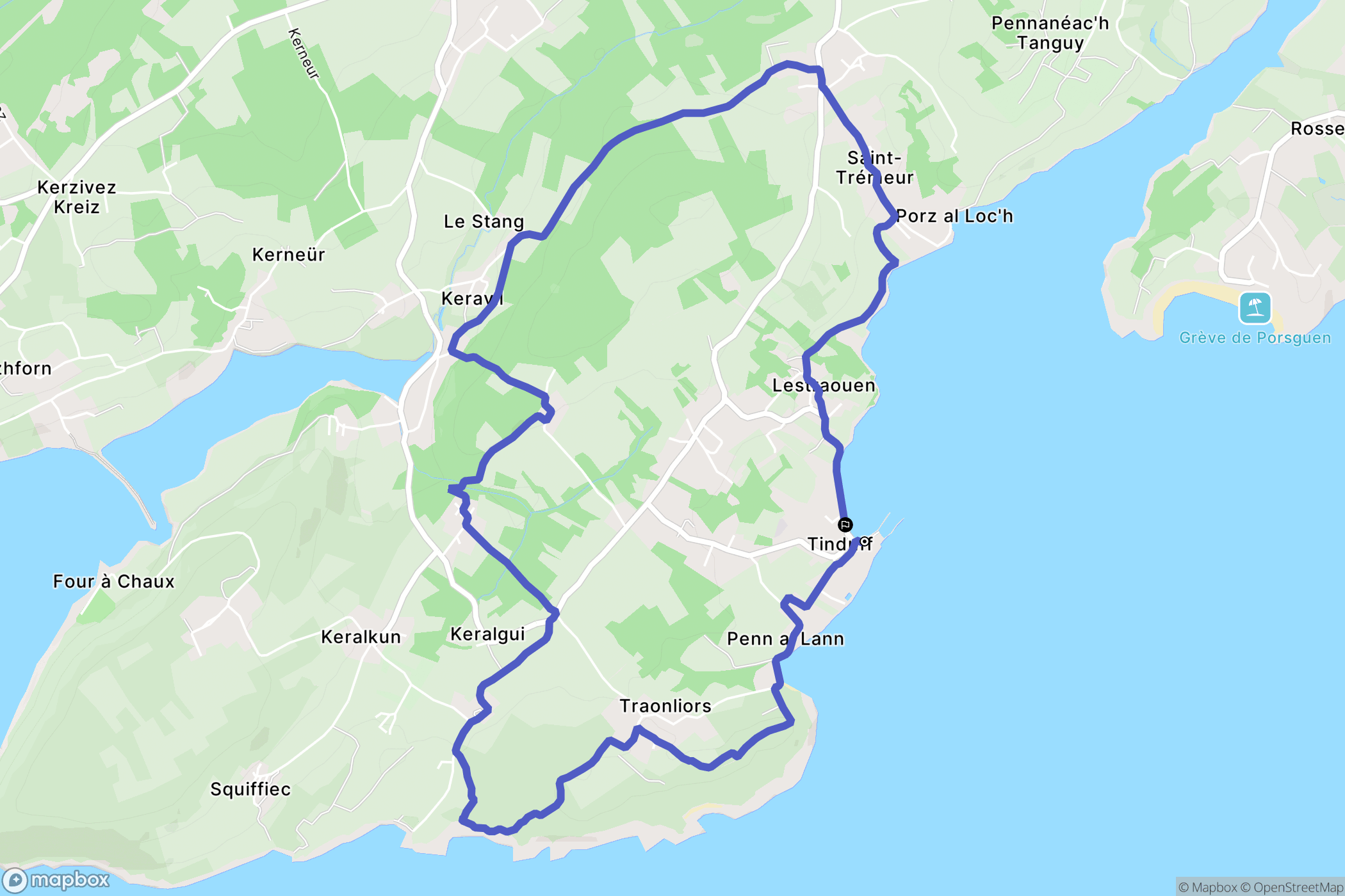 Plougastel-Daoulas : carte du parcours de randonnée - France