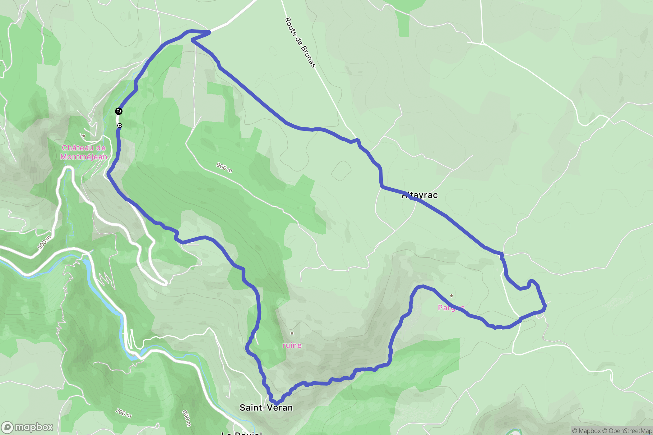 Saint-André-de-Vézines : carte du parcours de randonnée - France