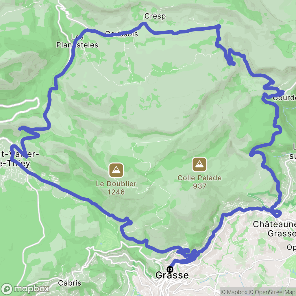 Grasse : carte du parcours de randonnée - France