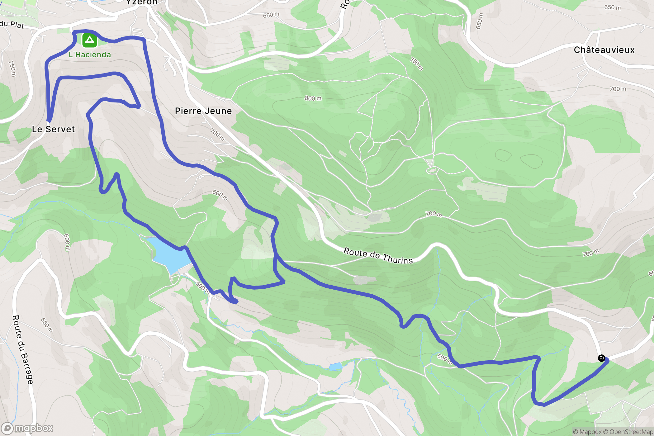 Thurins : carte du parcours de randonnée - France