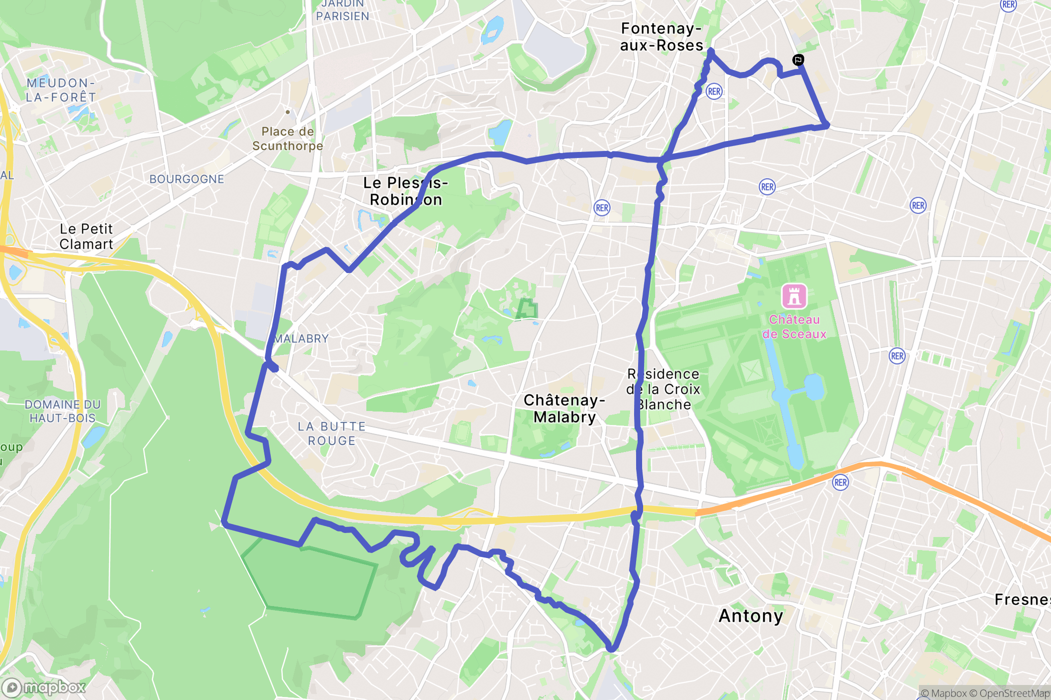 Bagneux : carte du parcours de randonnée - France
