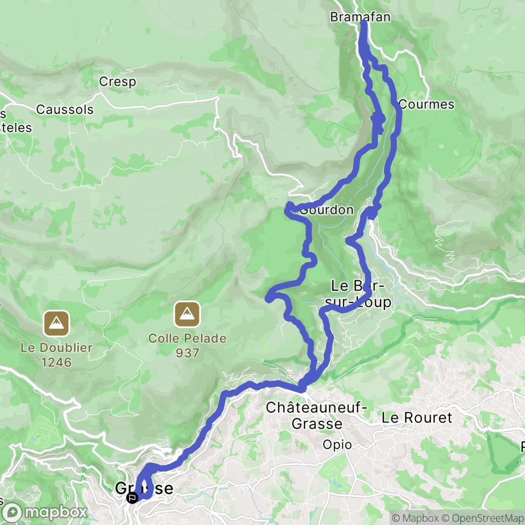 Grasse : carte du parcours de randonnée - France