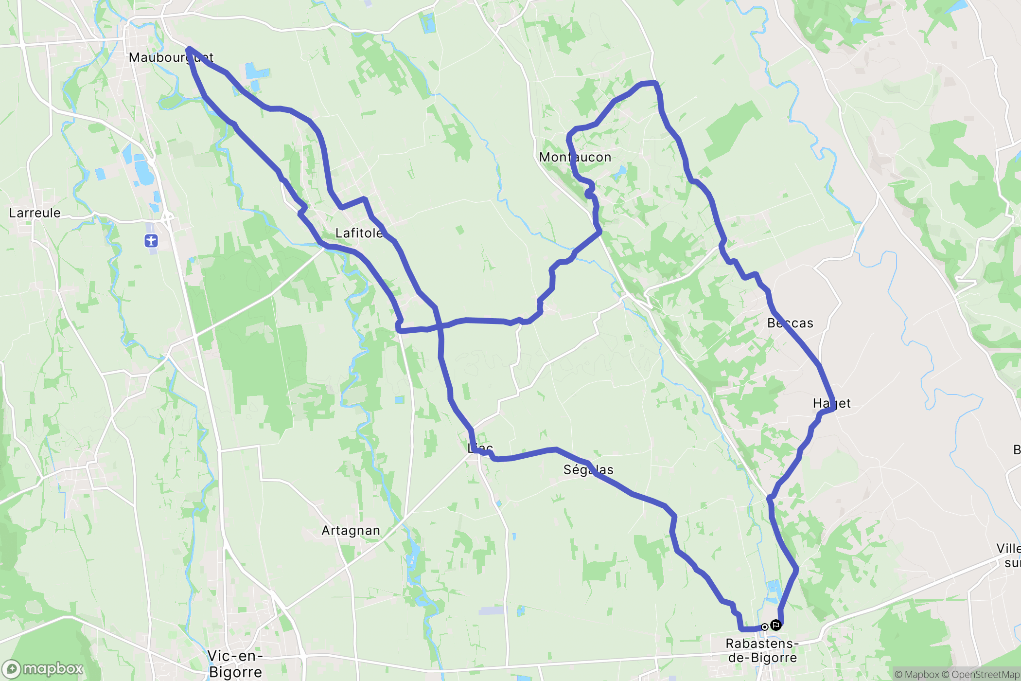 Rabastens-de-Bigorre : carte du parcours de randonnée - France