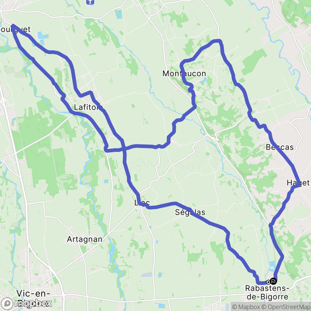 Rabastens-de-Bigorre : carte du parcours de randonnée - France