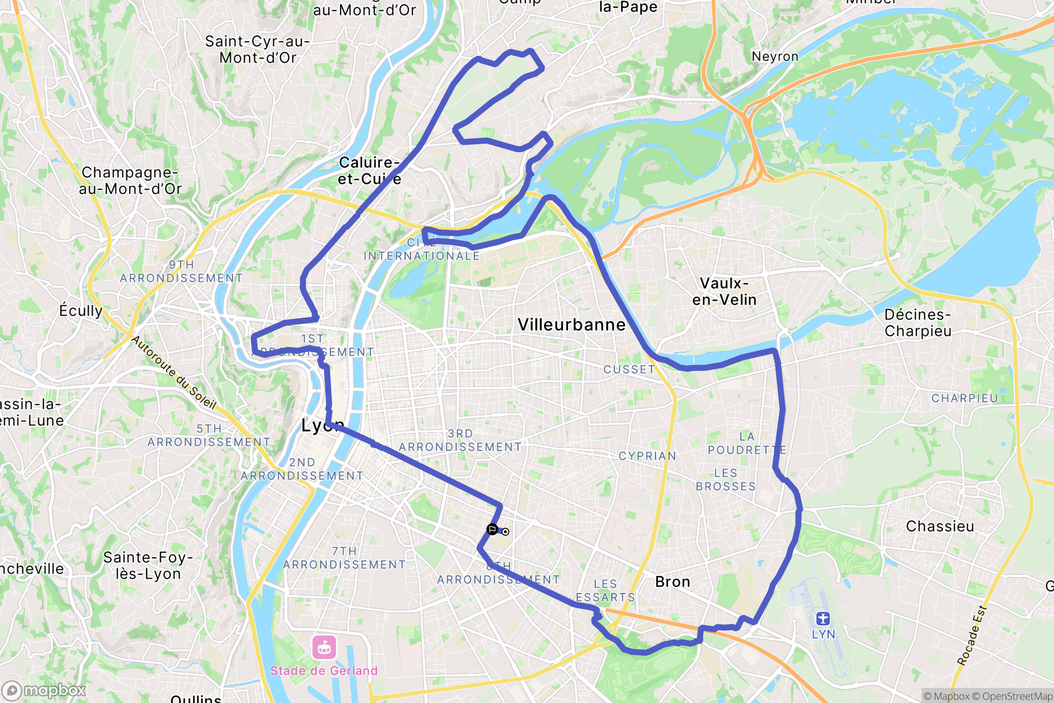 Lyon : carte du parcours de randonnée - France