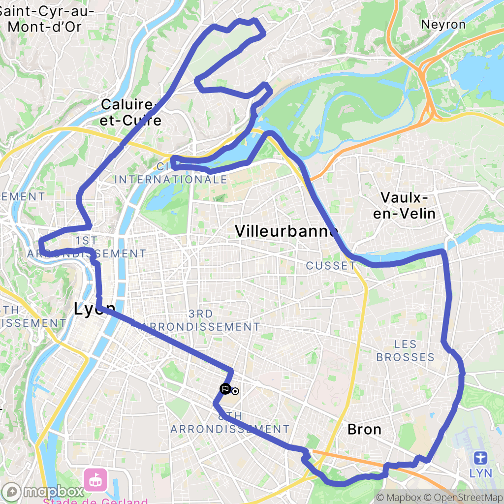 Lyon : carte du parcours de randonnée - France