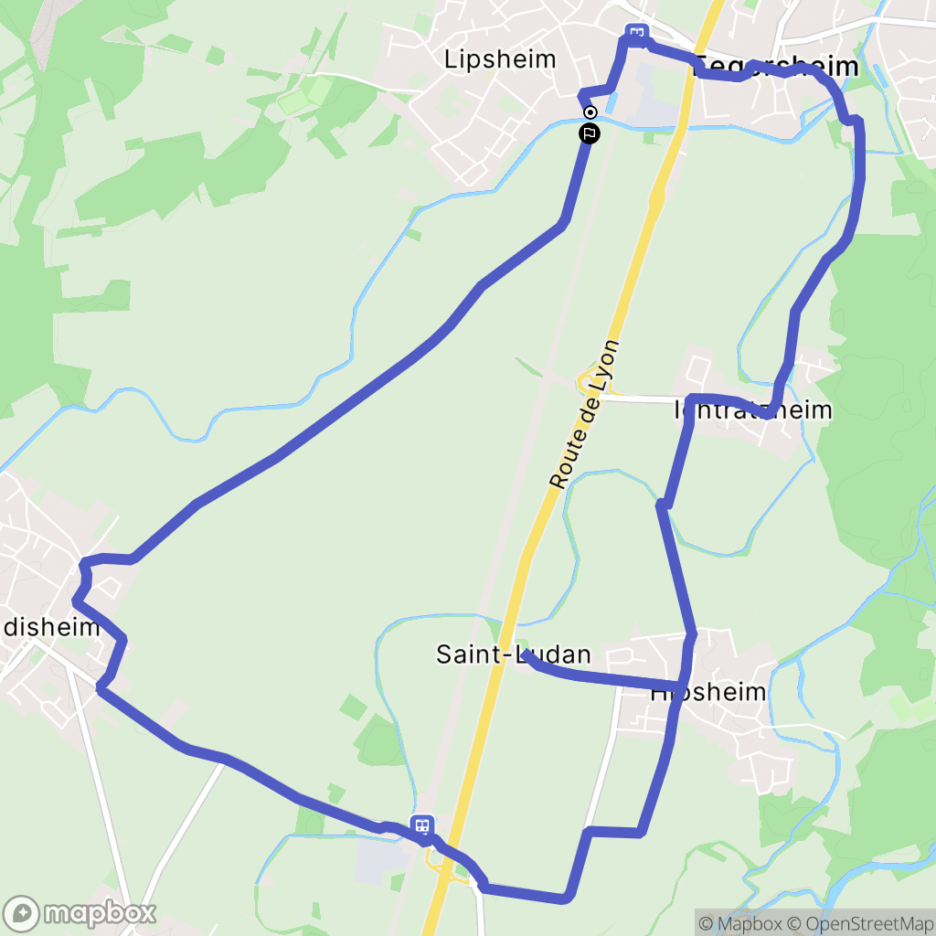 Lipsheim : carte du parcours de randonnée - France