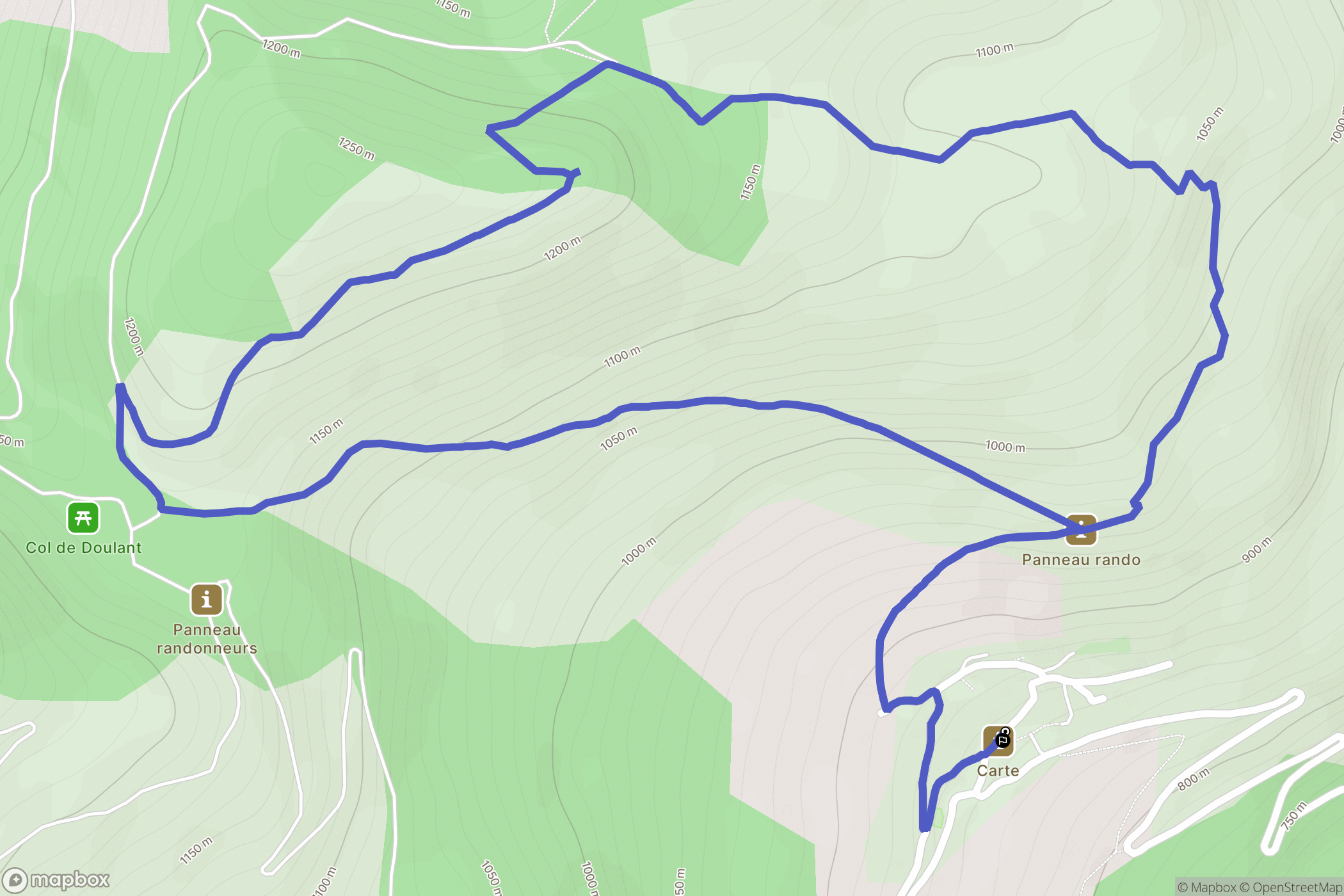 Larcat : carte du parcours de randonnée - France