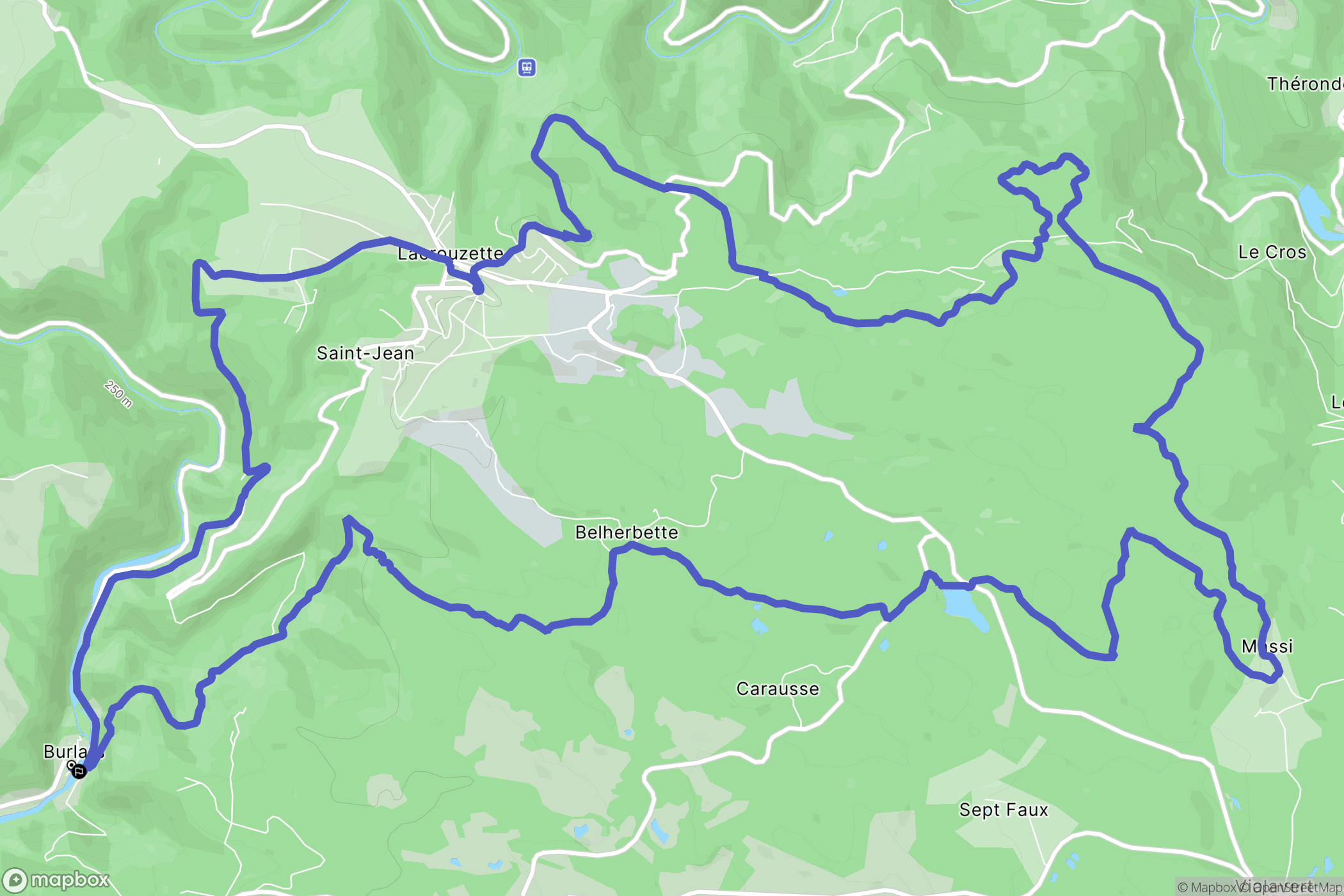 Burlats : carte du parcours de randonnée - France