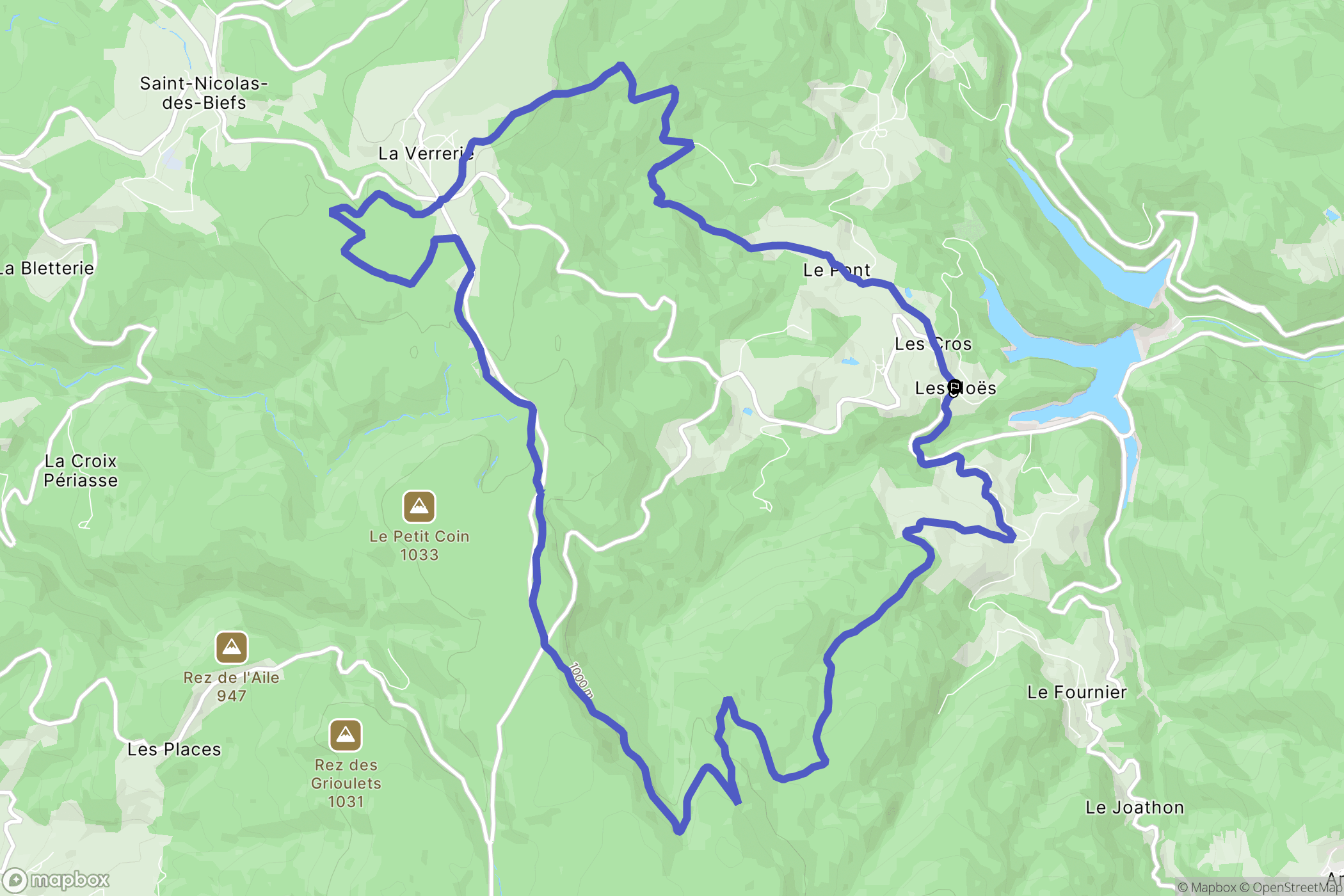 Saint-Haon-le-Châtel : carte du parcours de randonnée - France