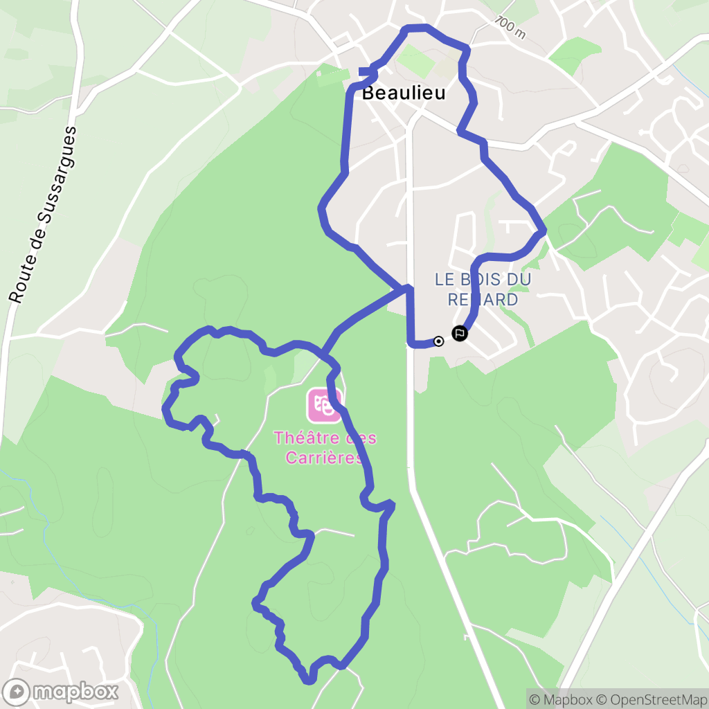 Beaulieu : carte du parcours de randonnée - France