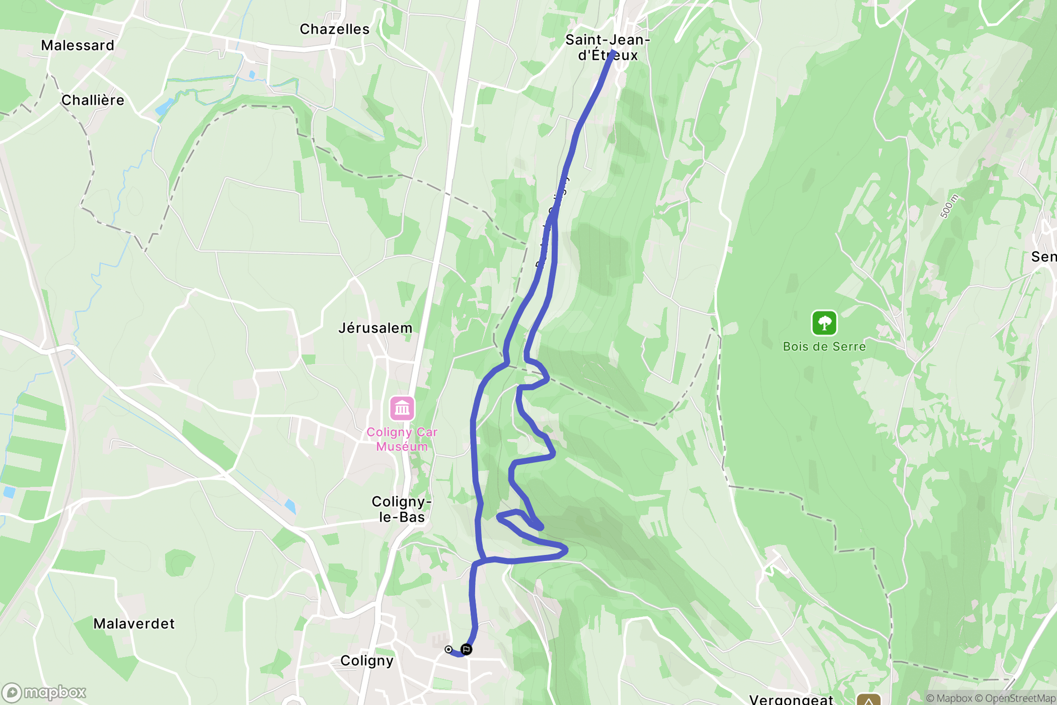 Coligny : carte du parcours de randonnée - France