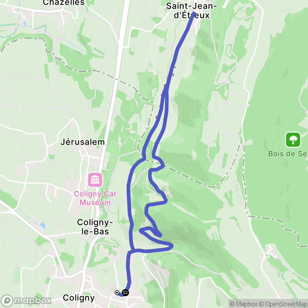 Coligny : carte du parcours de randonnée - France