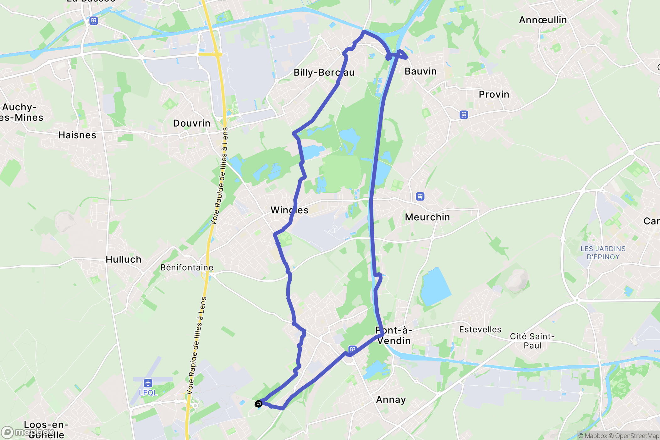 Vendin-le-Vieil : carte du parcours de randonnée - France