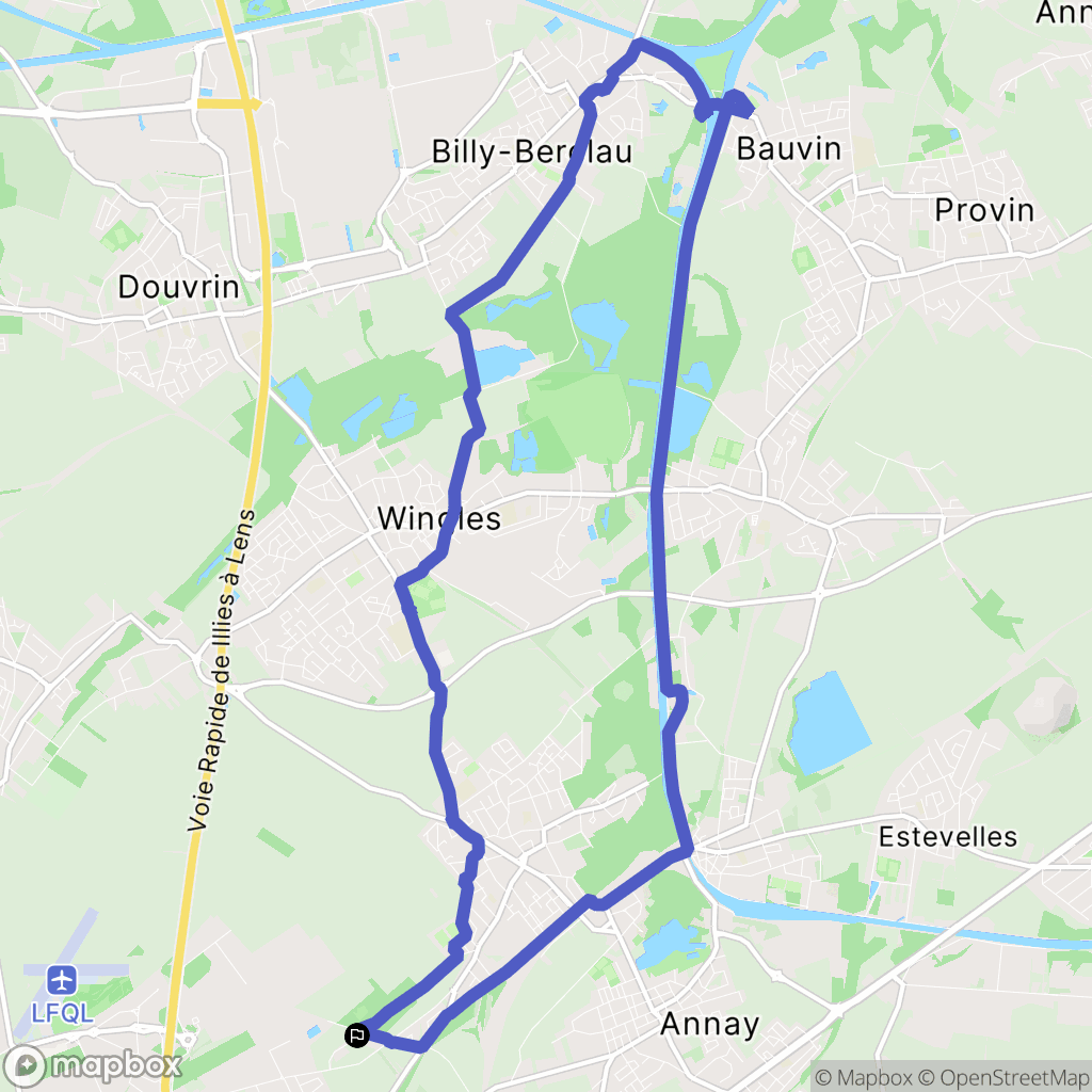 Vendin-le-Vieil : carte du parcours de randonnée - France