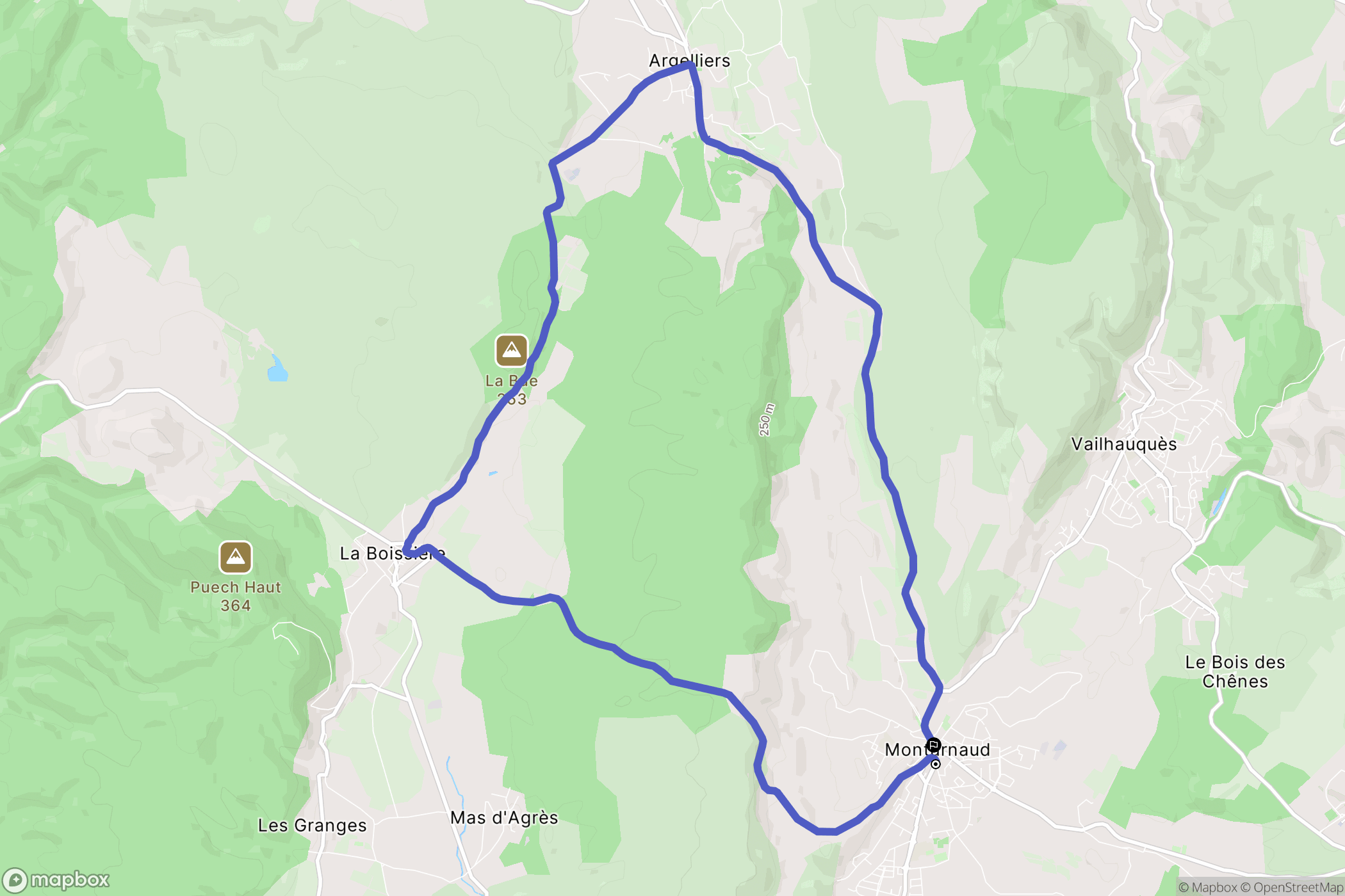 Montarnaud : carte du parcours de randonnée - France