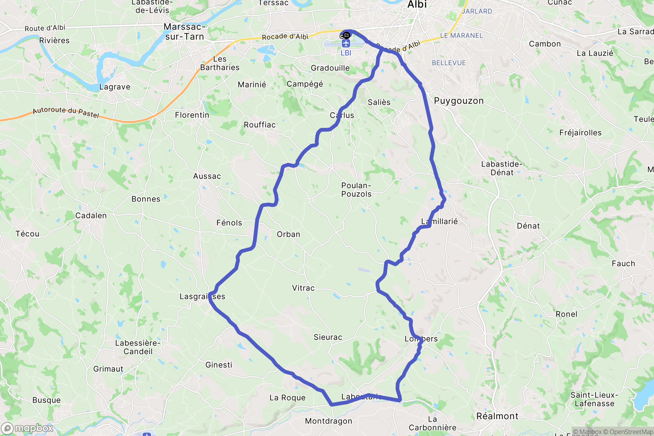 Le Sequestre : carte du parcours de randonnée - France