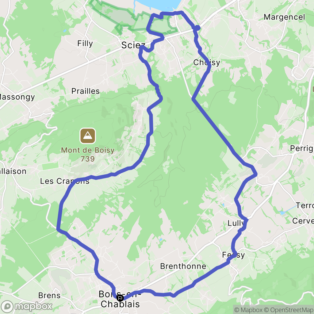 Bons-en-Chablais : carte du parcours de randonnée - France