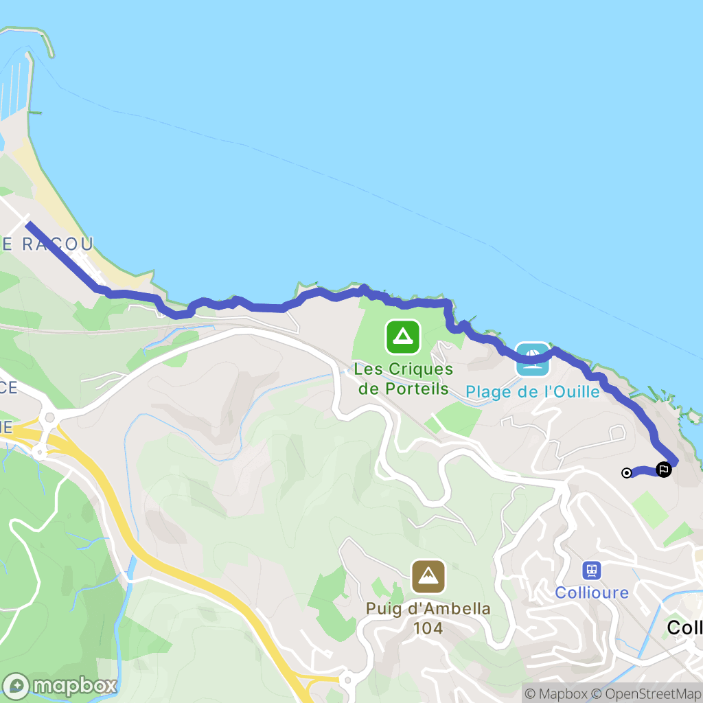Collioure : carte du parcours de randonnée - France
